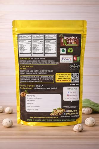 Image of English Nuts Fox Nuts (Makhana),1 Kg, Gluten-Free, Vegan, Keto-Friendly, Medium Size, Pesticide Free, Pack of 4 x 250g