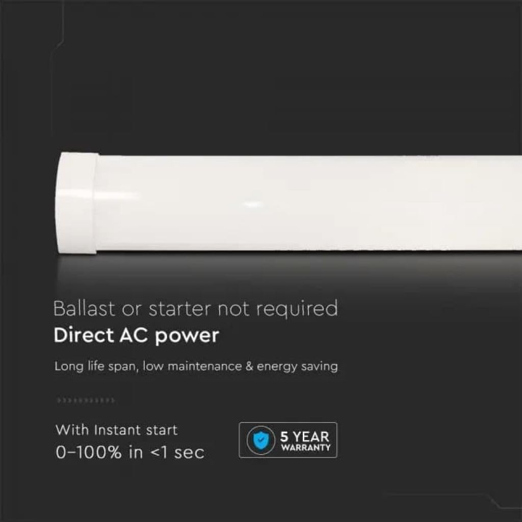 V-TAC 4x Plafoniere LED Lineari da Soffitto 120 CM - 40W - Chip Samsung - 4 Pezzi - Lampada Rettangolare 4800 Lumen IP20 per Parete, Garage, Negozio - Tubo LED Plafoniera - Luce 6400K Bianca Fredda