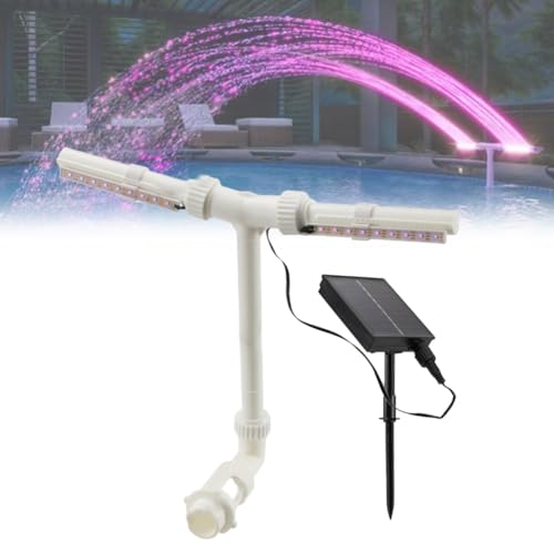Homtrator Fuente de Piscina Solar con Luces de Arco Doble, Luces de Fuente de Piscina con Control Remoto, Accesorios for Piscinas, aspersor Ajustable for Decoraciones de Piscinas al Aire Libre