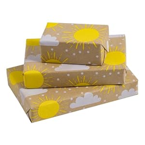 RUSPEPA Kraft Wrapping Paper Roll – Mini Roll – Sun and Cloud Design Great for Birthday, Party, Baby Shower – 17 Inches X 32.8 Feet