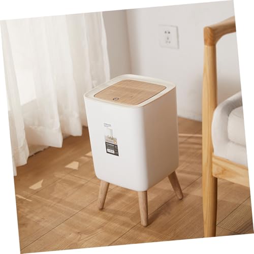 Bote de basura rectangular con tapa press estilo madera, 10L miniatura 7