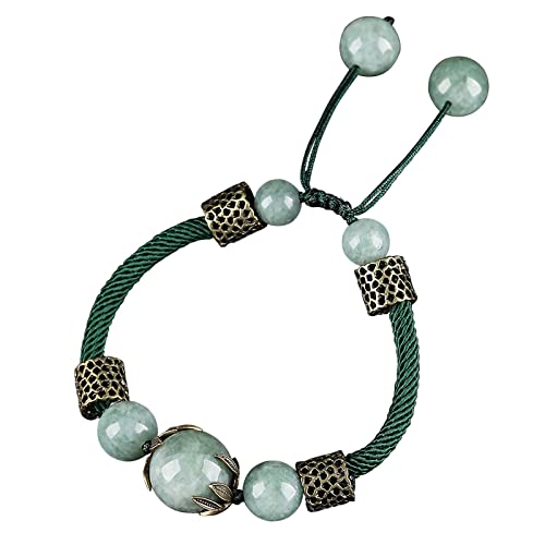 Xgimas Vintage Green Colored Stone Beaded Bracelets For Women Men, Adjustable Handmade Rope Good Luck Beads Protection Jewelry Friendship Wrap Charm Bracelets For Gifts #TOP2