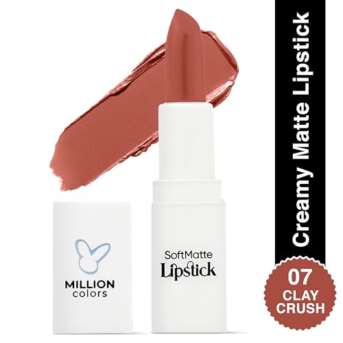 Image of Million Colors Creamy Matte Hydrating Lipstick| Infused With Almond Oil and Vitamin E| Long Lasting, Nourishing and Intense Hydration (Clay Crush,07)