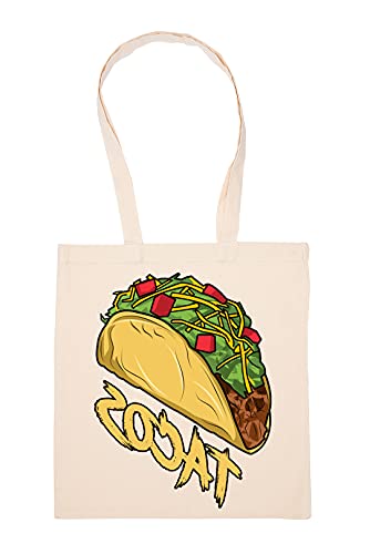 Gunmant Tacos Backwards Socat Beige Shopping Bag Reusable Durable Eco Friendly
