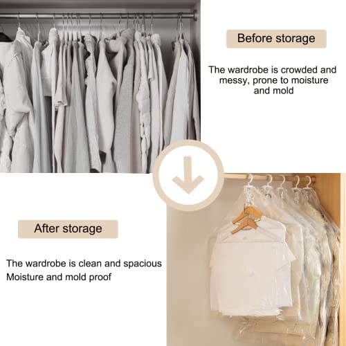 Hanging Vacuum Storage Bags, 4 Pack Vacuum Bag for Clothes Space Saving Vacuum Storage Bags for Suits Coats - Image 3