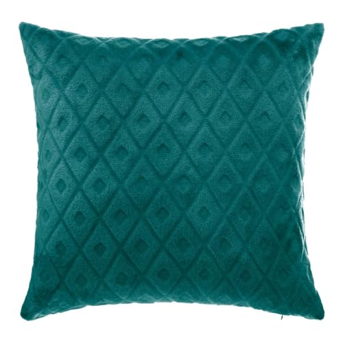 Atmosphera - Coussin Losanges - Flanelle - Bleu Canard - 40x40 cm