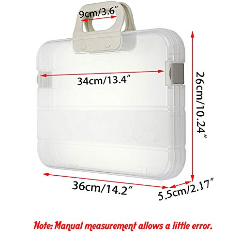 Lemical Portable File Boxes Paper Storage Boxes With Handle Transparent A4 Large Capacity Plastic Protectors Documents Case Storage Boxes File Organizer Boxes For Magazines, Stamps, Photos, Cards, Pencils, Markers #TOP1