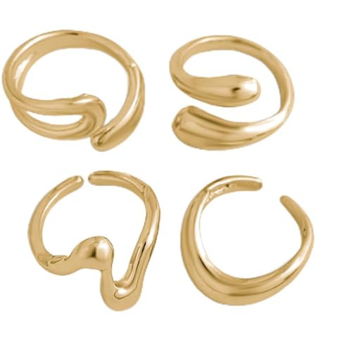 Image of Shining Diva Fashion Stylish Trendy Finger Rings Set for Women & Girls | Chunky Minimal Statement Ring Combos Modern Elegant Jewellery Collection