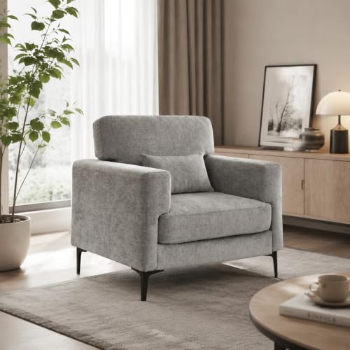 Sillón Plegable Chenille Gris miniatura 3