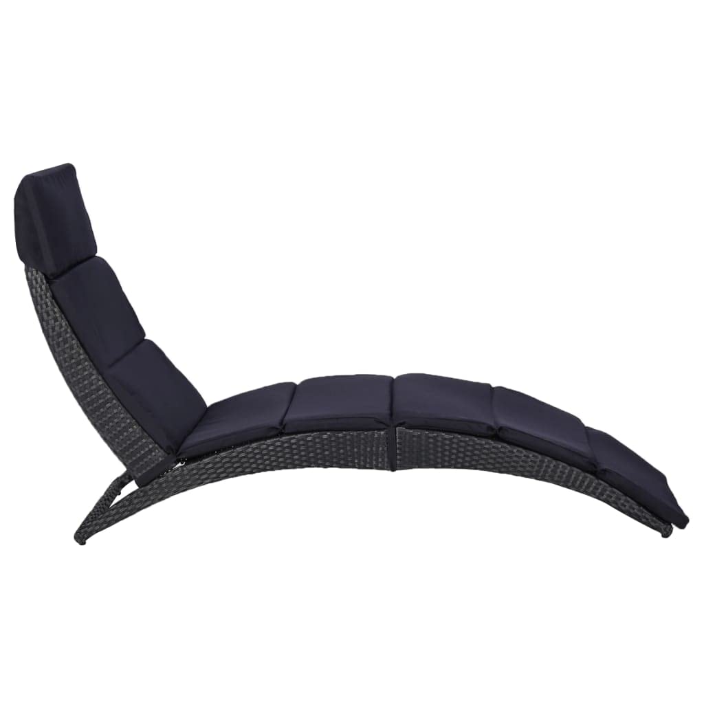 Tomostar Bain de Soleil, Chaise Longue Jardin Extérieur Transat pour Piscine avec Coussin Résine tressée Noir