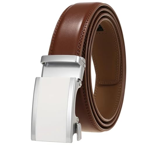 Men’s Genuine Leather Belt Handmade Full Grain Strap Automatic Buckle Dress Belt for Formal Suit Wear4