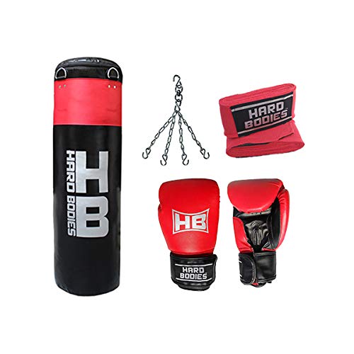 HB Hard Bodies Super Synthetic Leather Boxing Combo Includes 4 Feet Punching Bag with Boxing Gloves, Hanging Chain and Hand Wraps - Red & Black (B081Z73H6J) Amazon Price History, Amazon Price Tracker