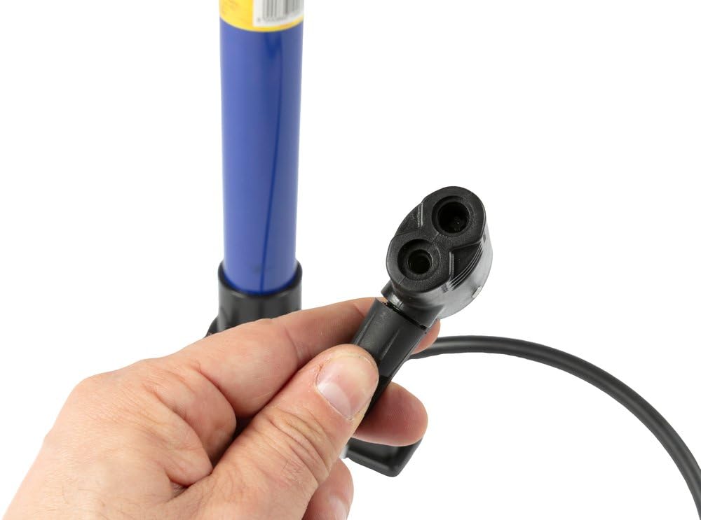 Pompa Officina A 3 Piedi Blu Bici Metallo Compatibile Valvole Presta Schrader Dunlop