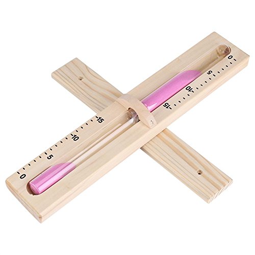 Acouto Sauna Sand Clock, Sauna Hourglass, 15 Minutes Sauna Room Sand Clock Glass Timer Wall-Mounted Wooden Hourglass with Pink Sands