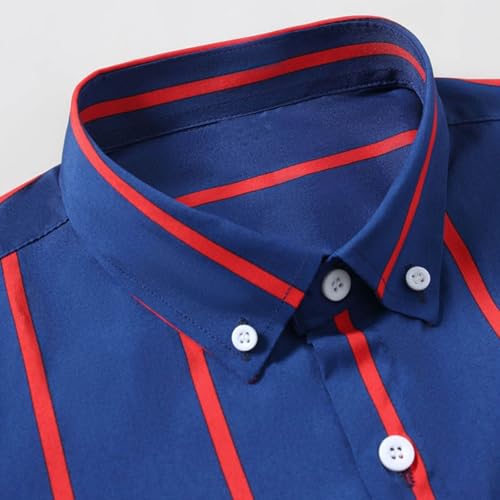 Cambkatl Men's Stylish Striped Dress Shirts Long Sleeve Stretch Formal Business Casual Button Down Shirts4