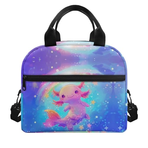 ZUXONGSY Axolotl Lunch Box for Kids Ages 8-12 Years Old Salamander Lunch Bag Reusable Lunchbox Containers Small Insulated Lunch Bag Picnic