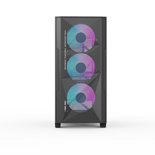 Image of Rosewill FBM-X6 Micro ATX Mid Tower Case - Tempered Glass Side Panel, High Airflow, 4X PWM ARGB Fans, Dedicated Cable Routing Clips, Pre-Installed 650W 80+ Gold Power Supply - Black