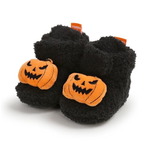 Image of GDSDYM Baby Booties Cozy Fleece Slippers Soft Baby Shoes With Gripper Soles, Winter Warm Infant Newborn Crib Sock Shoes First Walkers