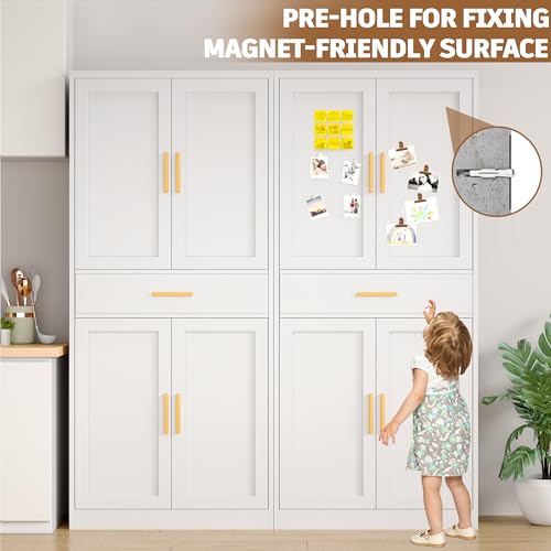 Image of 71 inch Metal Storage Cabinet with 1 Drawer, 2 Adjustable Shelves
