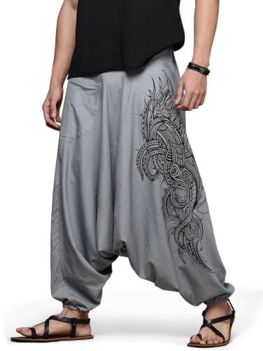 Image of The Veshti Company Printed Harem Pants for Men's Cotton Hippie Style Baggy Boho Yoga Pajama Pant with Pocket