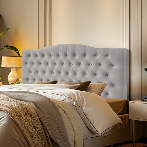 Furpopup Velvet Upholstered Headboard Queen/Full Size Latest Model Wall Mount, Bed Frame Mount...