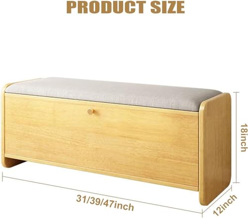 Moderno zapatero de madera con 2 puertas abatibles, banco de entrada y asiento acolchado, elegante zapato para dormitorio y Halay (39 x 12 x 18 pulgadas, color C)
