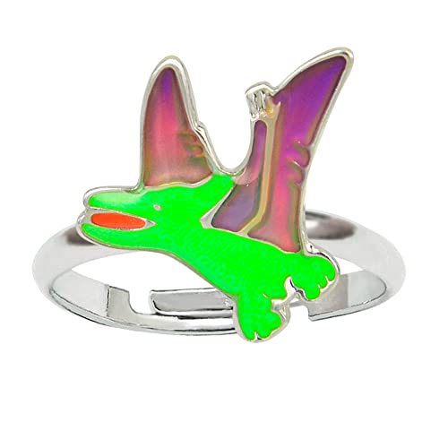 Image of Dinosaur Color Change Kids Pterodactylus Mood Ring Gift for Boys Girls Size Adjustable