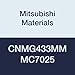 Mitsubishi Materials CNMG433MM MC7025 Coated Carbide CN Type Negative Turning Insert with Hole, Rhombic 80?, Grade MC7025, 0.5" IC, 0.187" Thick, 0.047" Corner Radius, MM Breaker (Pack of 10)