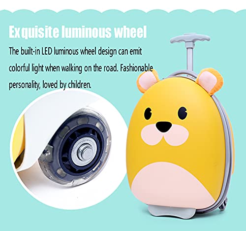 PLMKO 14-Inch Schattige Cartoon Kinderbagage, Jongen En Meisje Reizen Koffer, Lichtgewicht Harde Schaal Kleine Trolley Koffer Met 2 Wielen,Brown bear - Image 5