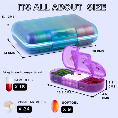 Image of Premium weekly pill organizer 3 times a day, Medicine organizer box| Medicine box,portable travel pill box weekly with large compartments moisture-proof pill case for vitamin, Medicine, pills, supplements (Multicolor-3 Compartment)