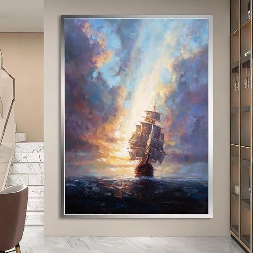 Toile voilier et coucher de soleil pour salon chaleureux - 3
