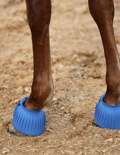 Image of Harrison Howard Rubber Bell Boots for Horses, Hoof Overreach Protection for Horses, w /Upgraded Leather Touch Tape