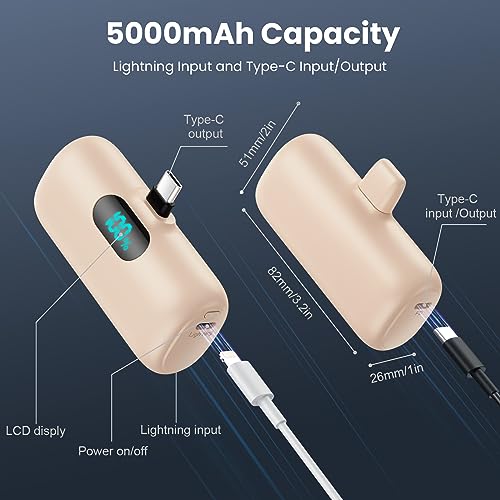 Image of Mini Portable Charger Power Bank for iPhone 17 /16 /15 Series, 5000mAh PD USB C Cell Phone Portable Power,Travel Essentials Battery Pack for iPhone 17 /17 Air /16 /16 pro /15 Series /Android /Samsung Galaxy