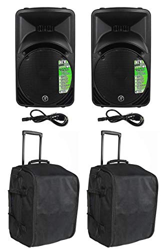 2 Mackie SRM450V3 SRM450-V3 1000w 12" Powered PA DJ Speakers+Rolling Travel Bags