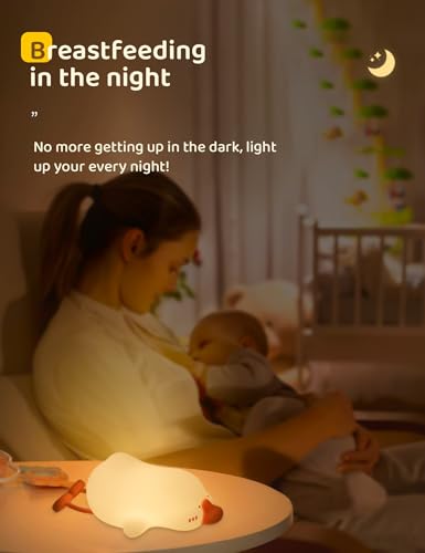 IHALO Lying Flat Duck Kids Night Light, Portable LED Baby Night Light Kids Night Lamp - Image 4