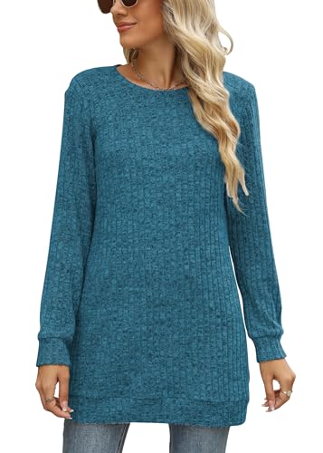 Image of Sweaters for Women Long Sleeve Crewneck Sweatshirt Loose Casual Tunic Tops
