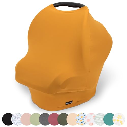Image of Breathable Nursing Cover Up and Car Seat Cover for Babies Simka Rose - Breastfeeding Cover for Baby Boy & Girl - Adjustable Stretchy Infant Carseat Canopy Carrier Cover for Summer - Must Have Registry