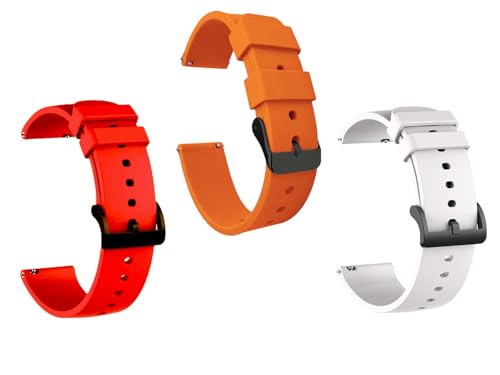 Image of IIK COLLECTION 22mm Silicone Strap for Smart Watches | Combo Pack Compatible With Noise, Fireboltt, Boat Xtend, Pebble, Boat Flash, Noise Color Fit, Ultra Smart Watch & All Watches