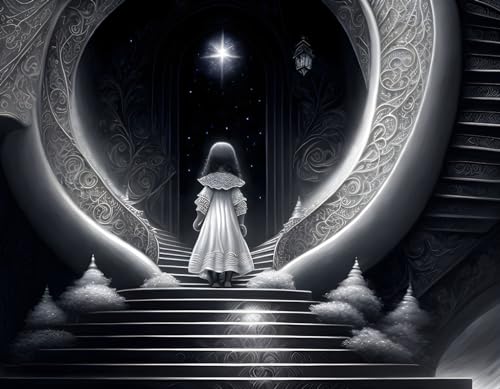 Tableau sur toile The Stairs to Heaven GerRit sans cadre pour décoration moderne 58 x 90 cm
