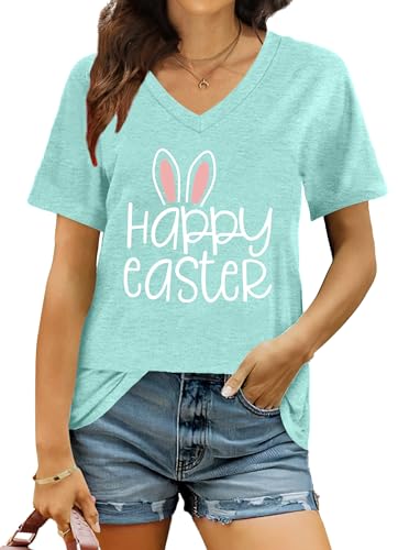 Image of Ithalt Easter Shirts for Women He is Risen Tshirt Easter Christian T-Shirt Jesus Lover Short Sleeve Tops