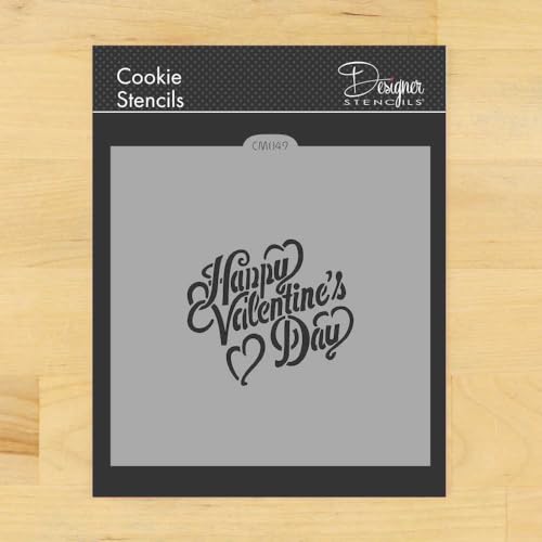 Chalkboard Written Happy Valentine's Day Cookie and Craft Stencil by Designer Stencils