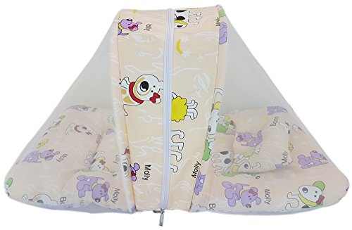 Image of Amardeep and Co Toddler Mattress with Mosquito and Insect Protection Net 70 * 40 cms (Bownie Cream)