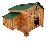 Gallinero para 20 gallinas, 4 perchas, 4 nidos exteriores, puerta automática incluida, Polly Chalet 4XL, fabricado en Italia