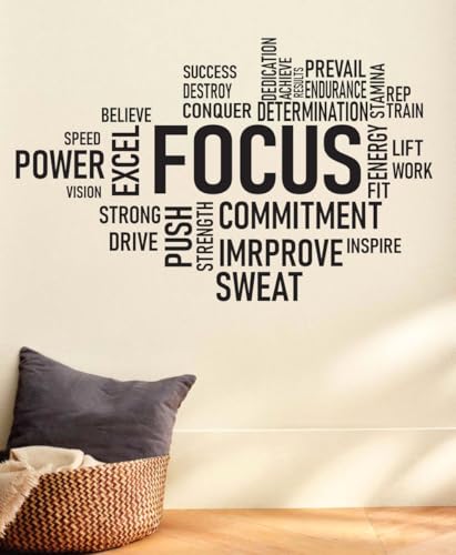Image of Pvc Focus Word Office - Inspirational - Motivational - Quotes - Wall Sticker for Kids Room, Living Room, School, Library, Gym (Size - 65CM X 125CM), self-adhesive