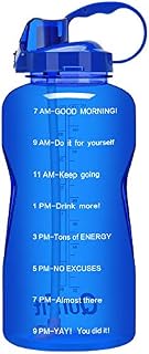 QuiFit Half Gallon Water Bottle with Straw and Time Marker Leak Proof BPA
