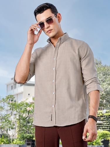 Image of Thomas Scott Men's | Solid | Long Sleeve | Polyster Blend | Casual | Button Down Collar | Shirts for Men