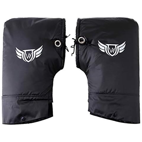 vannawong Motorcycle Handlebar Muff Cover Mittens Protective Windproof Winter Thermal Gloves for Rider Thick Warm Scooter Snowmobiles Quad Bike Fur Hand Warmer Black Small Cover