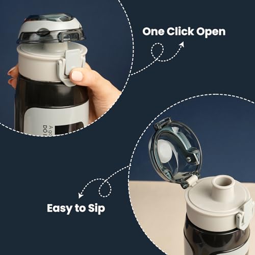 Image of Nayasa Turbo Water Bottle 730ml | BPA Free Plastic | Leak Proof Push Button Cap | School, Office Use | Black