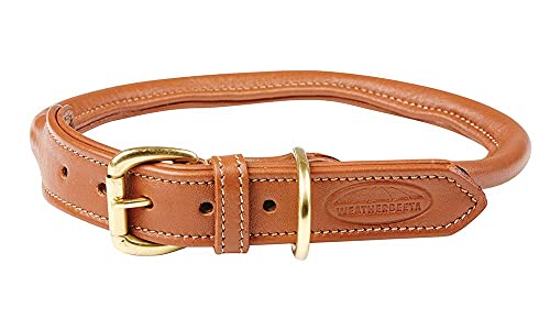 WeatherBeeta Rolled Leather Dog Collar - Tan - Extra Large