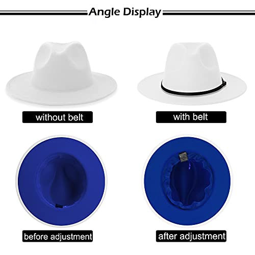 Image of jingsha Fedora Hats for Men & Women Wide Brim Fedora Felt Panama Hat Men's Dress Hats with Belt Buckle